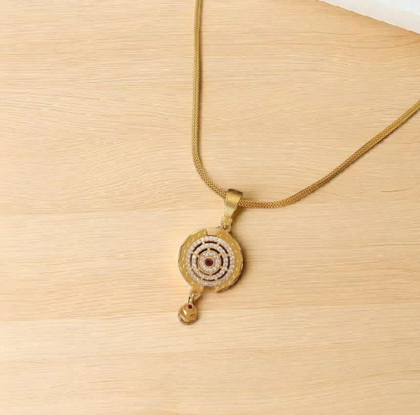 High Gold Plated Antique Circular Pendant Necklace Set With Earrings