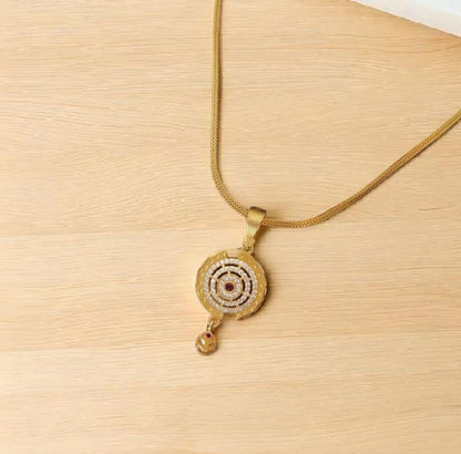 High Gold Plated Antique Circular Pendant Necklace Set With Earrings