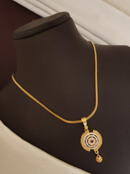 High Gold Plated Antique Circular Pendant Necklace Set With Earrings