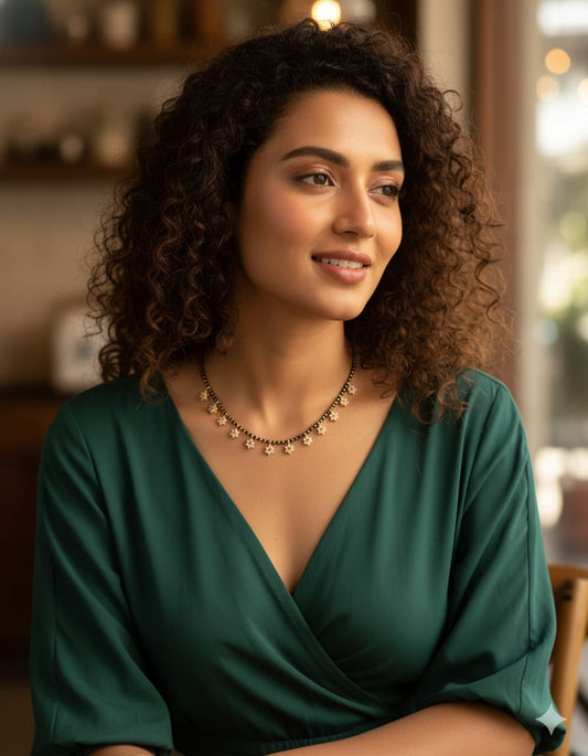 Gold Plated Ad Diamond Fancy Chain And Mangalsutra Combo