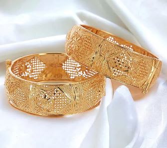 High Gold Plated Flower Designer Traditional Wear Openable Bangle Set(2 Pcs)