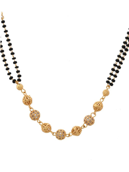 Daily Wear Ad Diamond Studded Fancy Ball Mangalsutra For Women