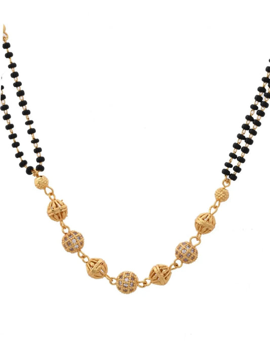 Daily Wear Ad Diamond Studded Fancy Ball Mangalsutra For Women