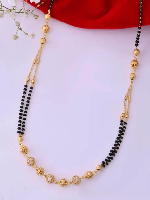 Daily Wear Ad Diamond Studded Fancy Ball Mangalsutra For Women
