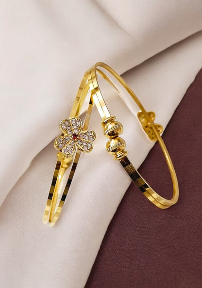 designer high gold pated ad diamond studed fancy flower kadli