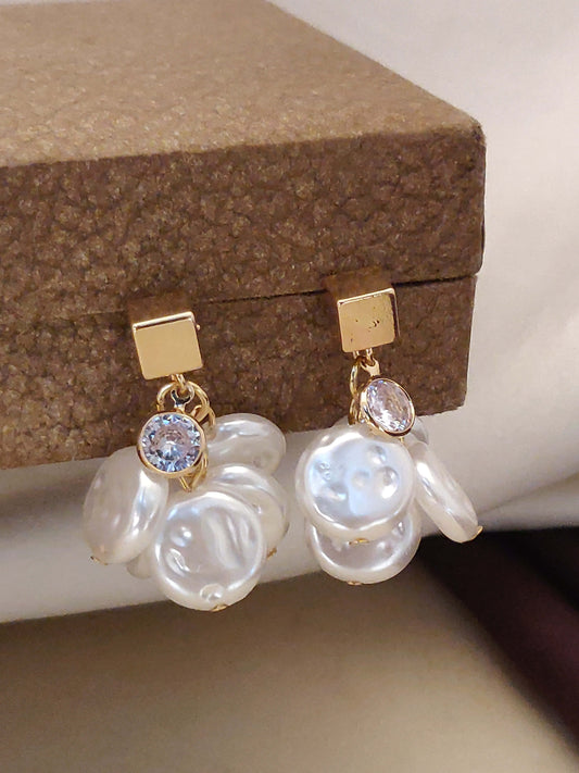 designer high gold plated ad diamond studed  pearl drop fancy earring