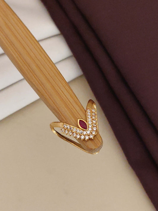 designer high gold plated ad diamond studed fancy ring