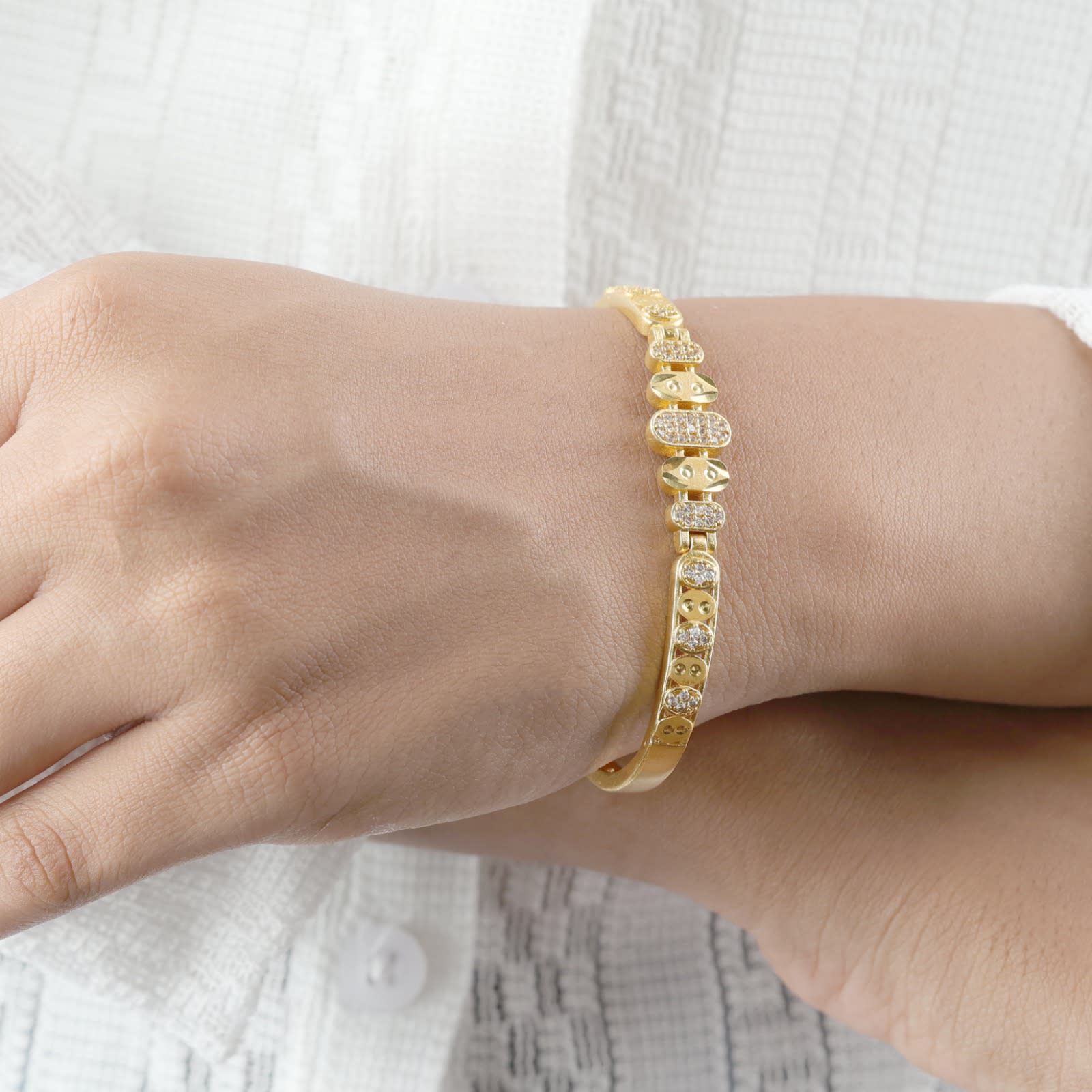 Designer Micro Gold Plated AD Diamond Studded Fancy Bracelet