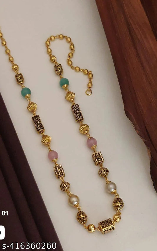 Micro Gold Plated Pearl Drop Fancy Chain for Women