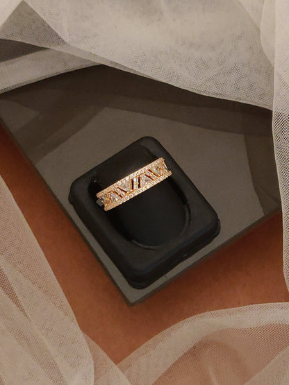 Designer Premium Rose Gold Plated AD Diamond Studded Adjustable Ring for Women
