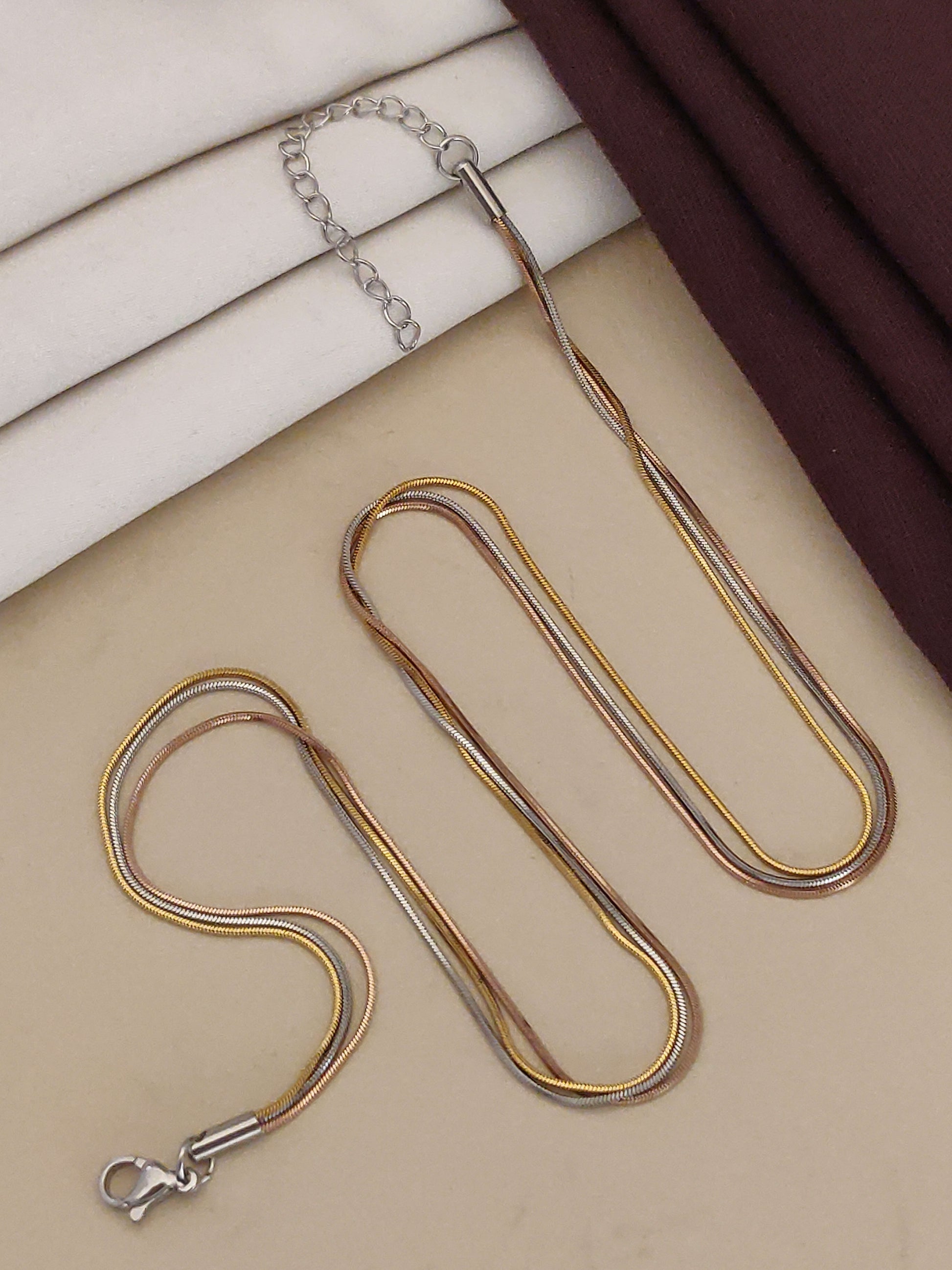 designer stainless steel 3 tone beatyfull chain