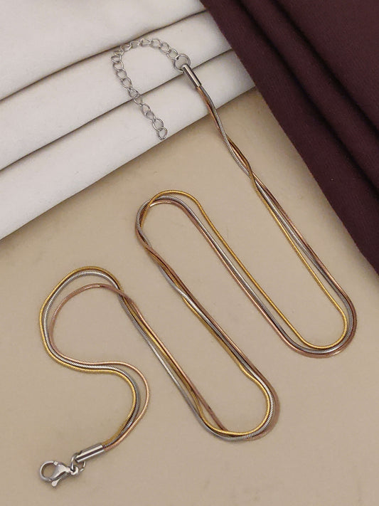 designer stainless steel 3 tone beatyfull chain