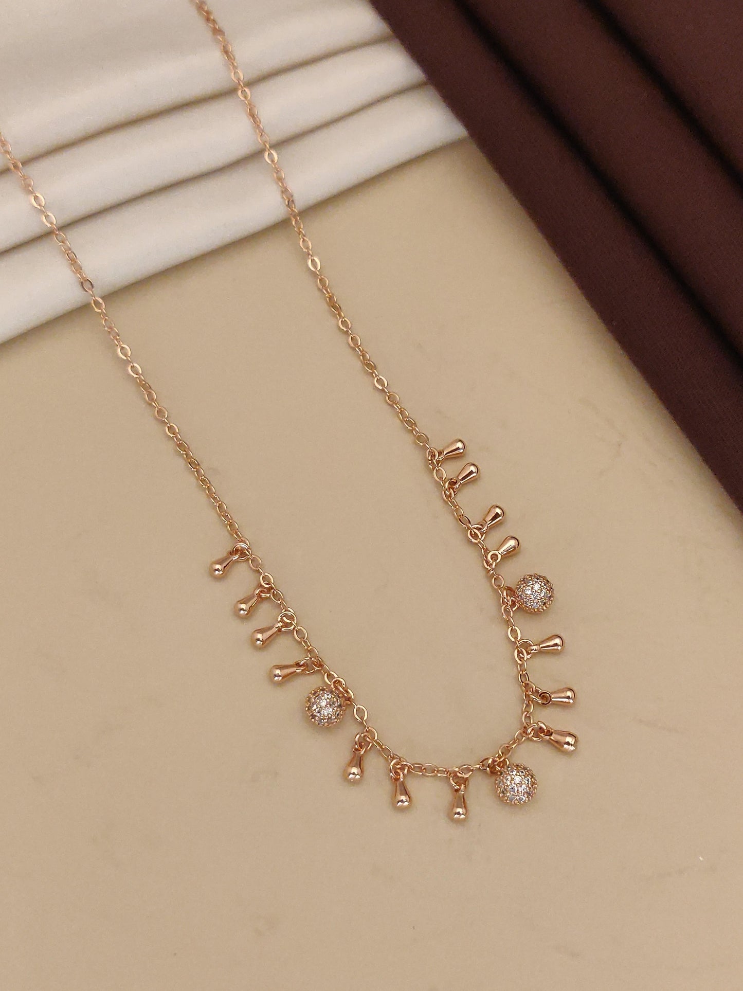 desiner rose gold plated ad diamond studded fancy ball chain
