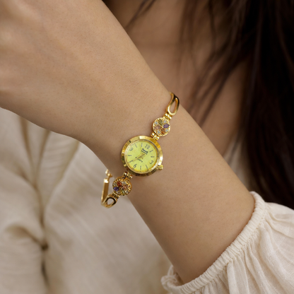 Designer Floral Stone Gold Plated Fancy Watch for Girls & Women