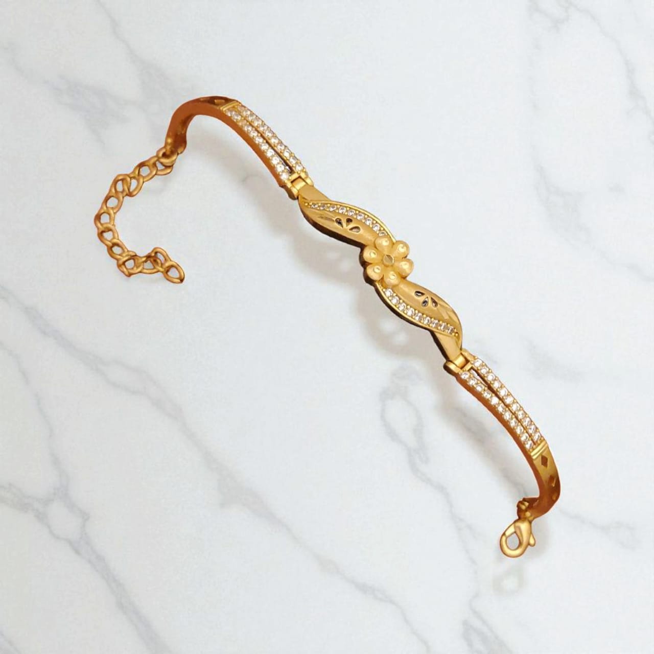 Gold Plated Ad Diamond Studded Fancy Forming Bracelet