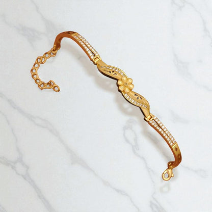 Gold Plated Ad Diamond Studded Fancy Forming Bracelet