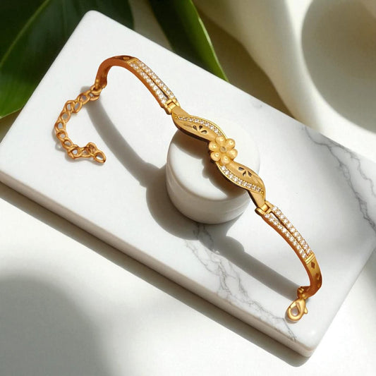 Gold Plated Ad Diamond Studded Fancy Forming Bracelet