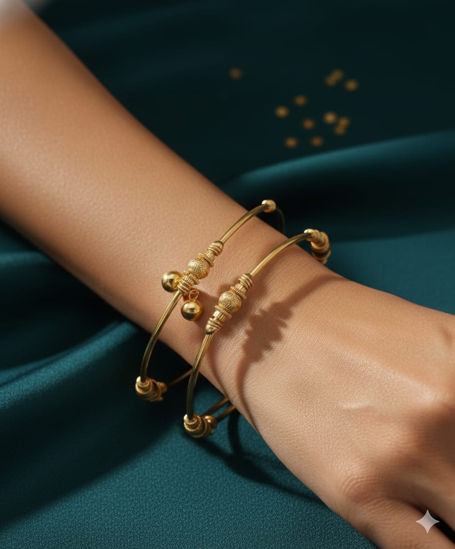 Elegant High Gold Plated Adjustable Kada Bangle Set For Women