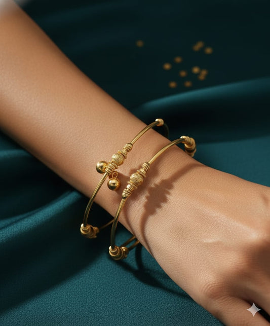 Elegant High Gold Plated Adjustable Kada Bangle Set For Women