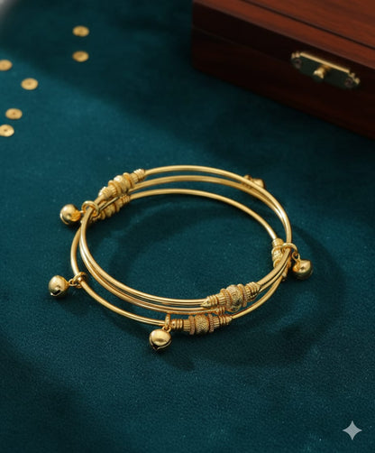 Elegant High Gold Plated Adjustable Kada Bangle Set For Women