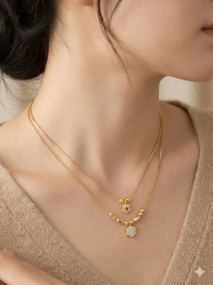 gold plated ad diamond studed fancy ball magalsutra with diamond 18 iches chain combo
