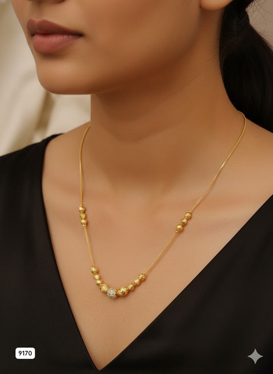gold plated daily wear ad diamod mangalsutra with ball chain combo