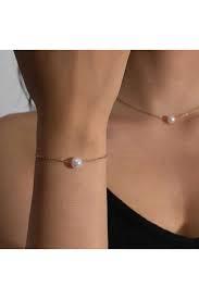 gold plated daily wear pearl drop fancy chain with bracelet