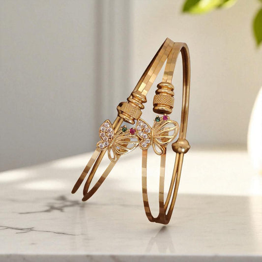 High Gold Plated Butterfly Ad Diamond Studded Bangles For Women