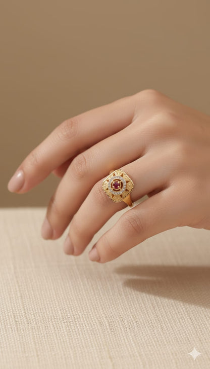 Micro Gold Plated Ad Diamond Studded Forming Necklace And Ring Combo