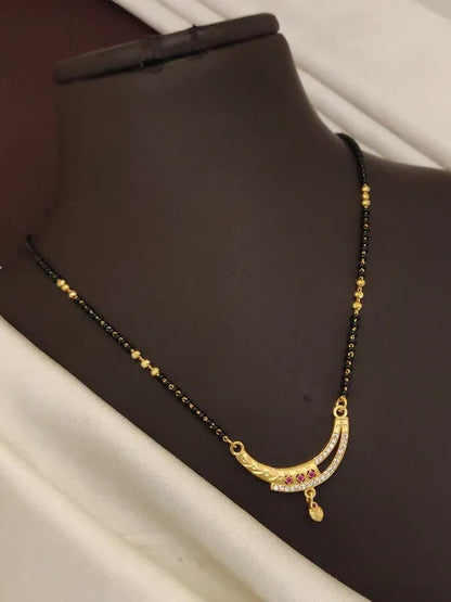 Premium Quality High Gold Plated Ad Diamond Studded Fancy Mangalsutra For Women