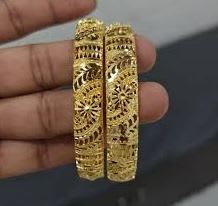 Gold Plated Flower Design 2 Pcs Bangle Set