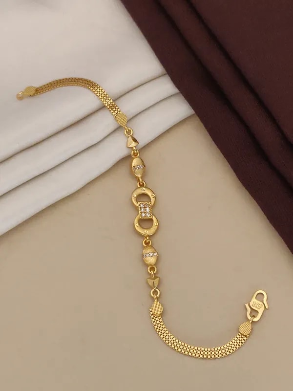 Micro Gold Plated Ad Diamond Studded Fancy Infinity Bracelet