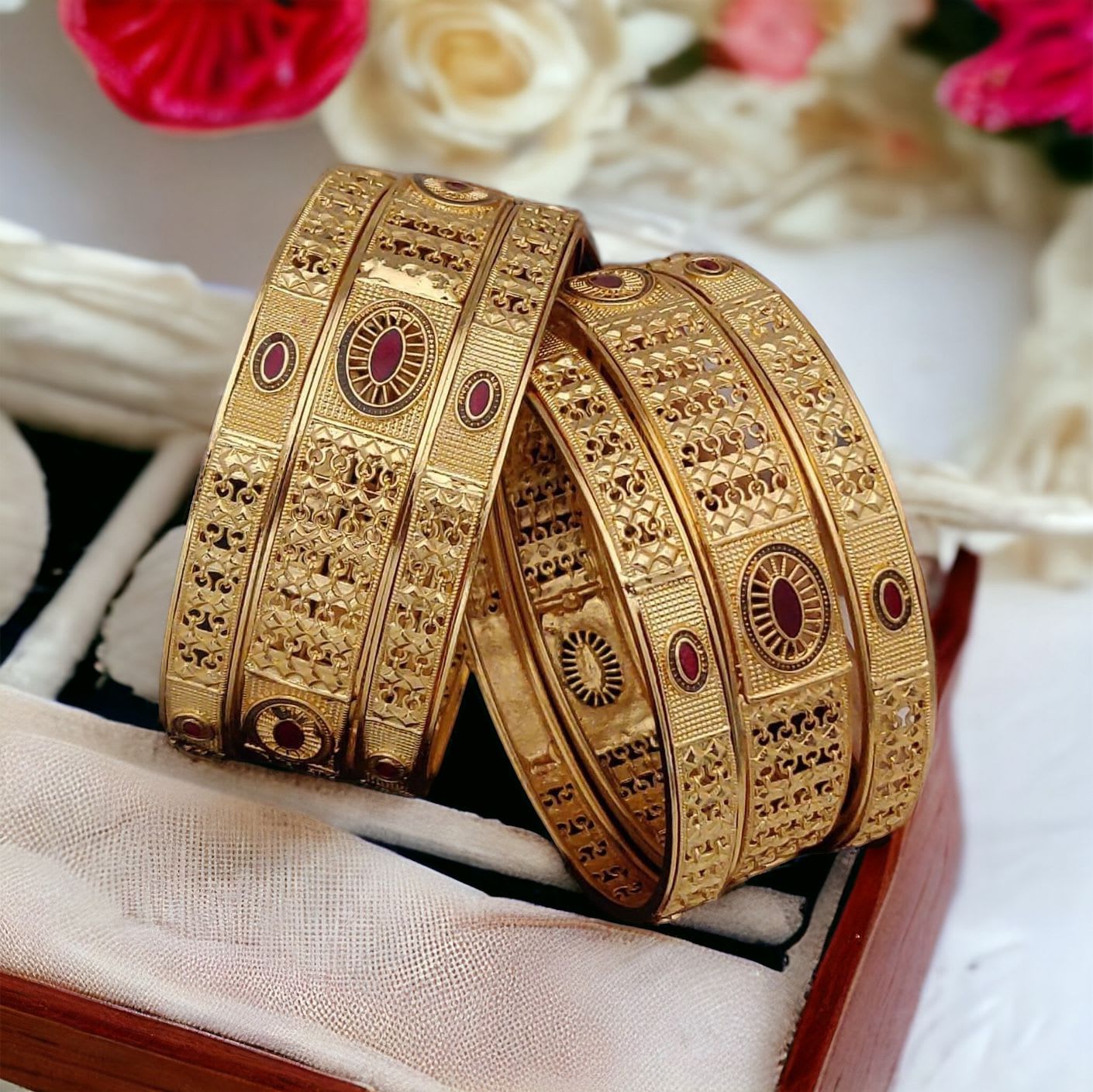 Premium Brass Designer Traditional Bangle Set Of 6 Pcs