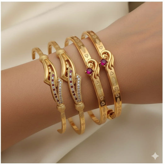 Mico Gold Plated Ad Dimaond Studed Fancy Adjustable Kadli Combo