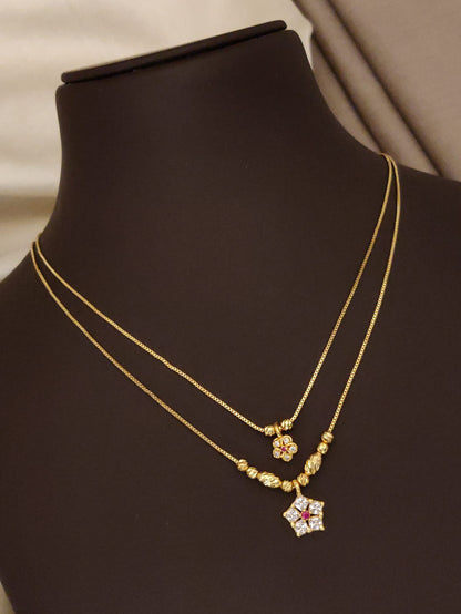 micro gold platd daily wear ad diamond studed fancy 18 inches flower chain