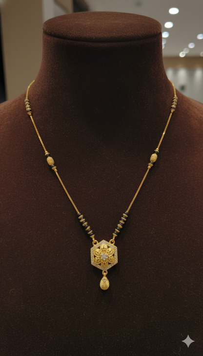 Royal Ruby Floral Mangalsutra Set with Matching Earrings