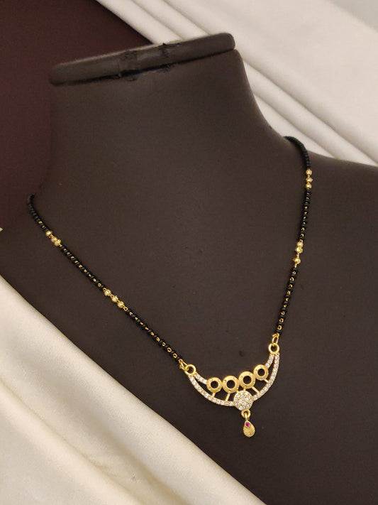 Micro Gold Plated AD Diamond Studded Fancy Round Mangalsutra for Women