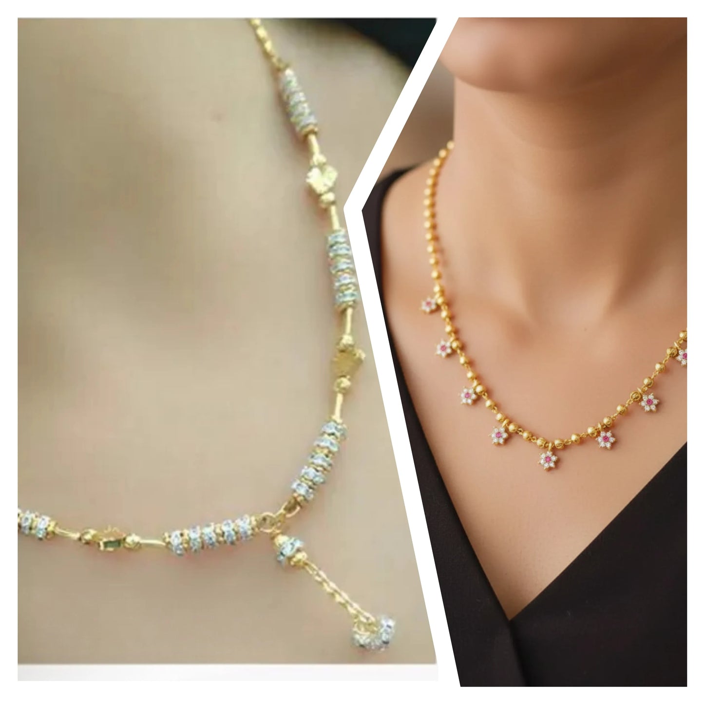 Micro gold plated ad diamond studed fancy star chain combo