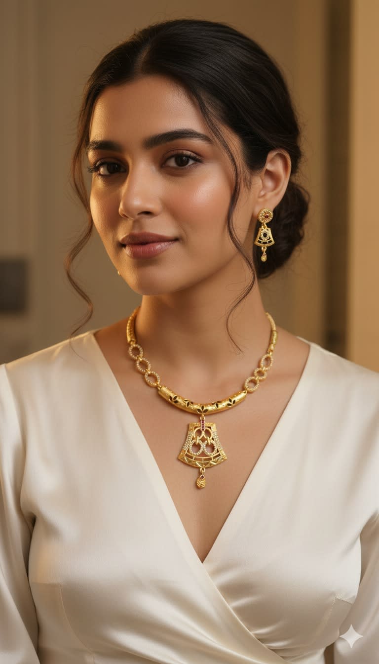 Micro Gold Plated Ad Diamond Studded Forming Square Necklace