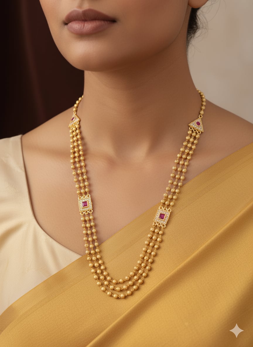 Micro Gold Plated Ad Diamond Studded Fancy Square Chain