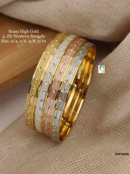 Stylish Daily Wear Gold Plated Fancy Multi-Color Bangle Set Of 4