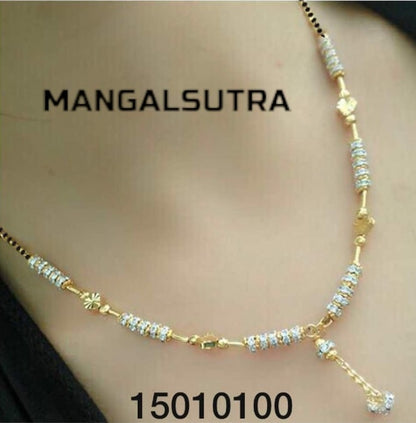 new designer high gold plated ad diamond studded fancy star mangalsutra