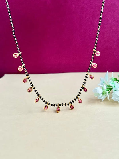 New Designer High Gold Plated Ad Diamond Studed Fancy Ovel Mangalsutra For Women
