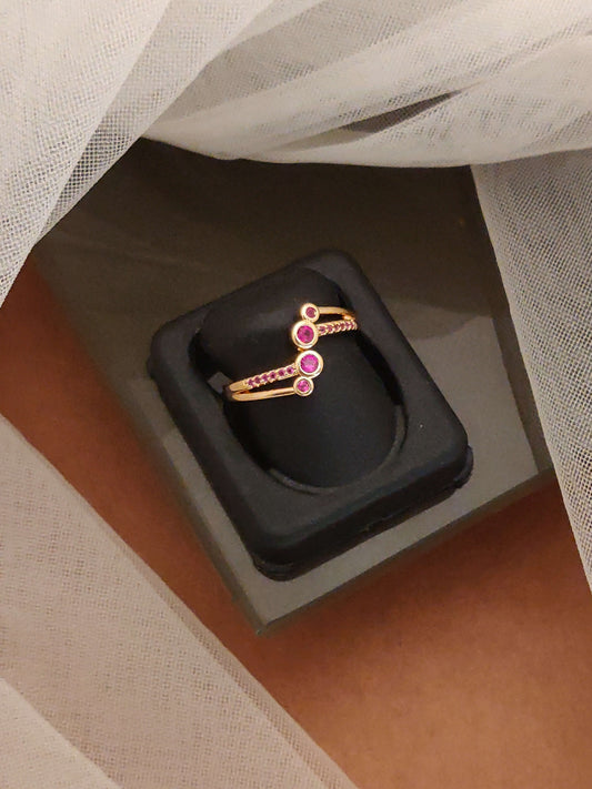 new designer high gold plated ad ruby stone fancy adjustable ring