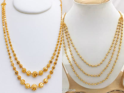 Gold Plated Fancy Ball Chain Combo Of 3-Line And 2-Line Chain