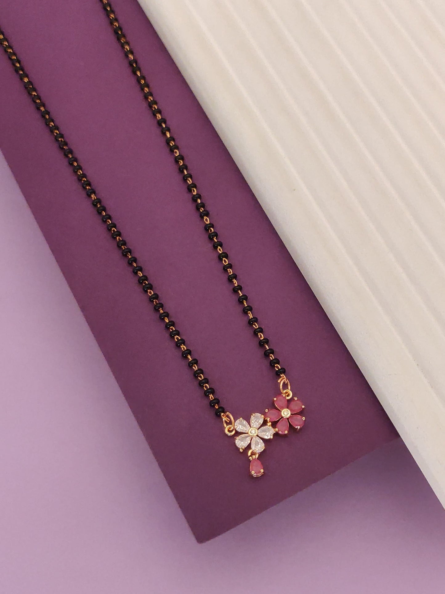 new designer rose gold plated ad diamond studed fancy mangalsutra