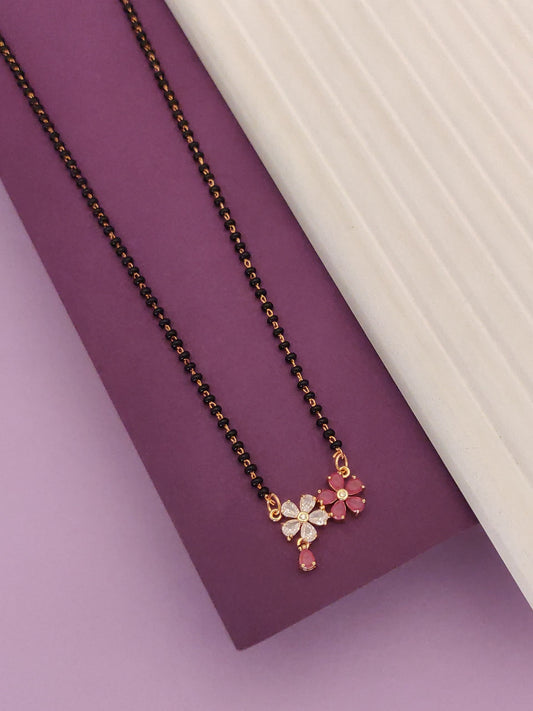 new designer rose gold plated ad diamond studed fancy mangalsutra