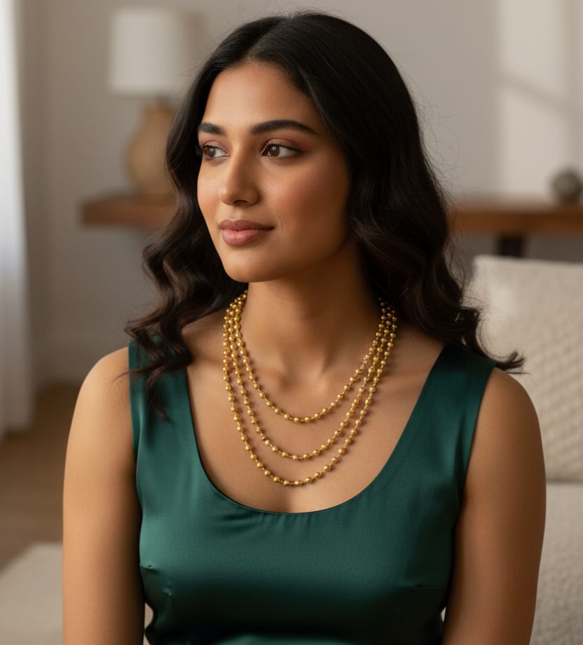 Gold Plated Fancy Ball Chain Combo Of 3-Line And 2-Line Chain