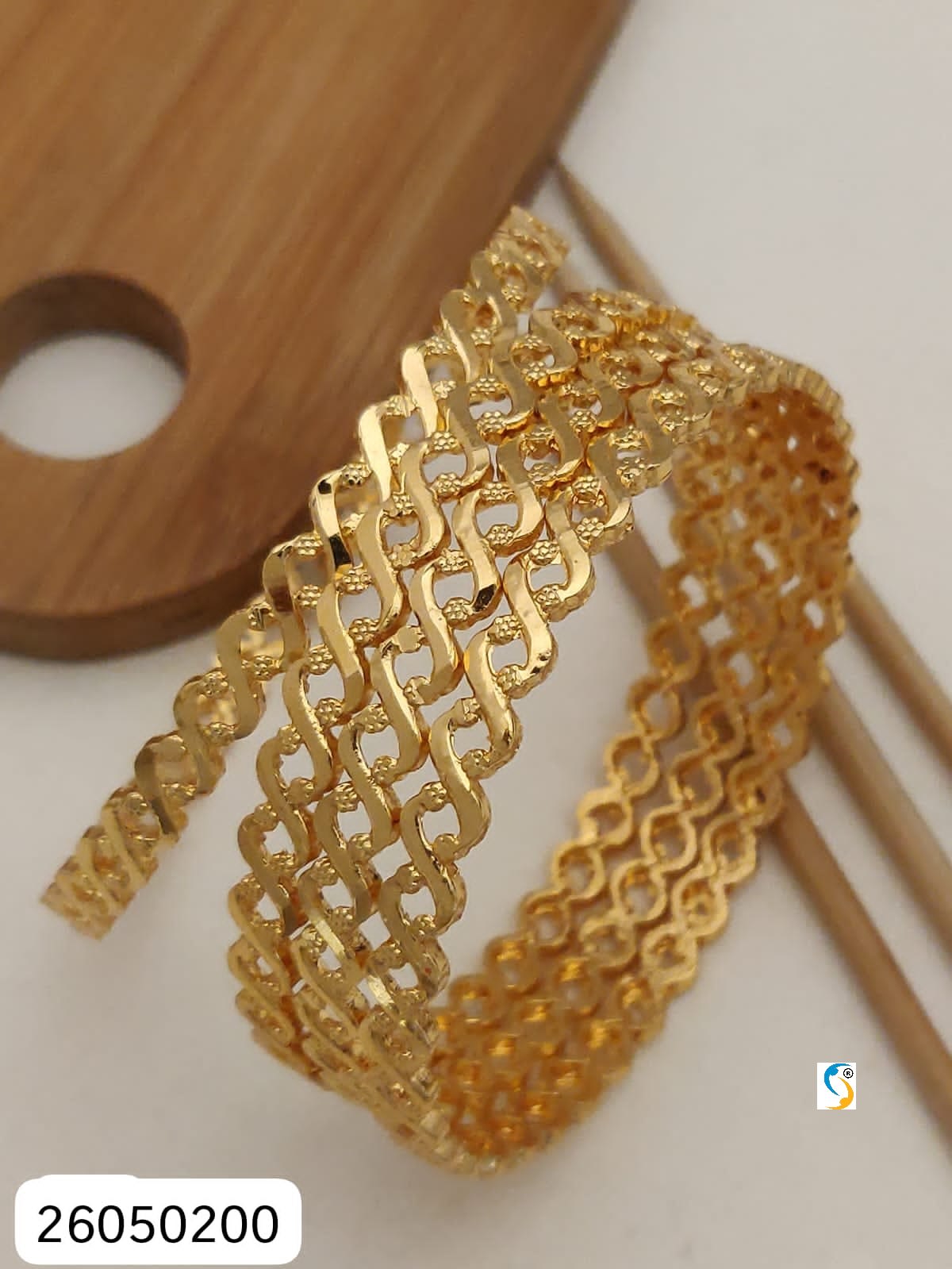 High Gold Plated Daily Wear Fancy Leaf Design 2 Pcs Bangle