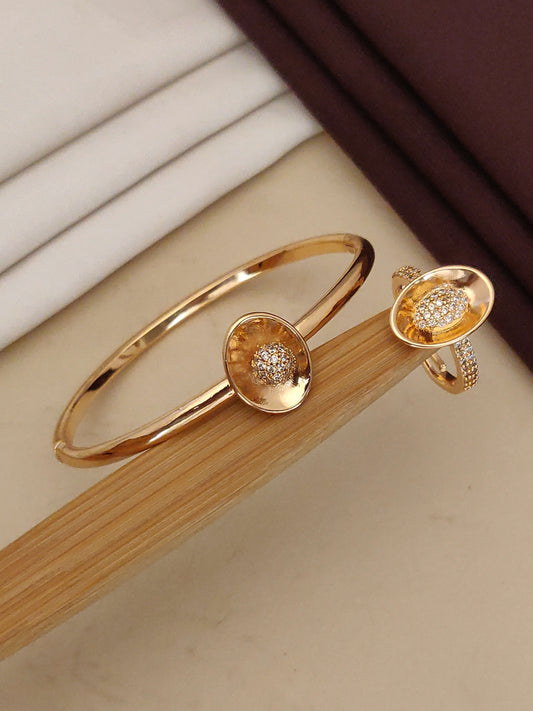 rose gold plated ad diaond studed fancy oval bracelet combo